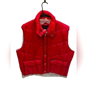 Vintage In Crowd Red PUFFER Ski Snowboard Snap VEST Mens Large